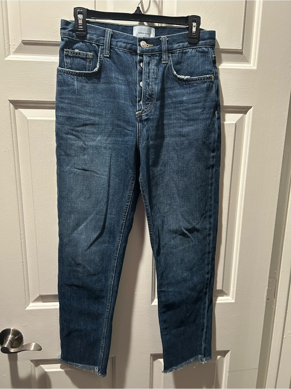 Current/Elliott The Exposed Fly Vintage Cropped Slim Ankle Jeans Size 28
